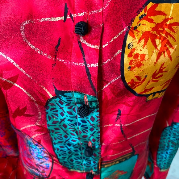 Vintage Chicos Chinese Lanterns Silk Top - Picture 2 of 7